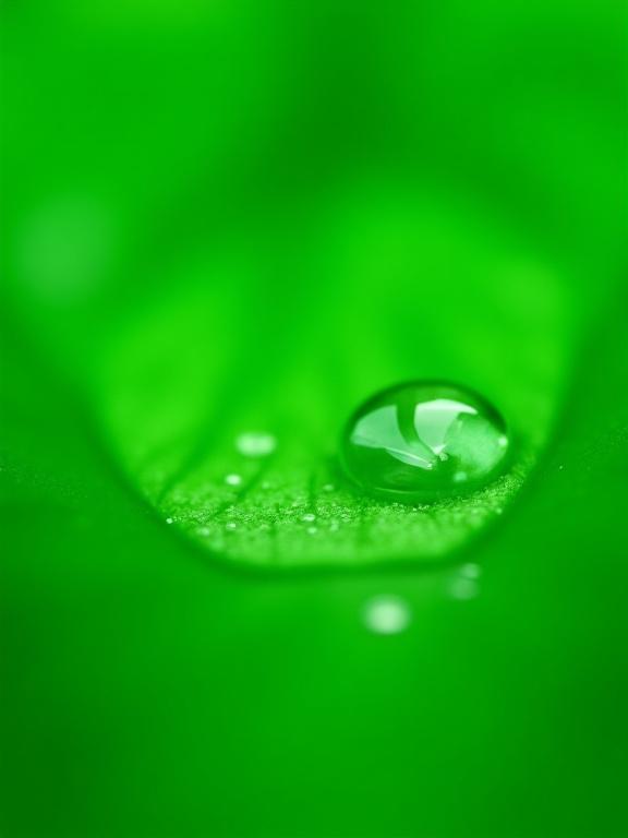 Macro di una foglia di basilico con una goccia d'acqua